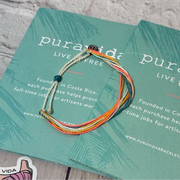 Pura Vida Orange Multi-Color Bracelet and Stickers - Picture 2 of 2